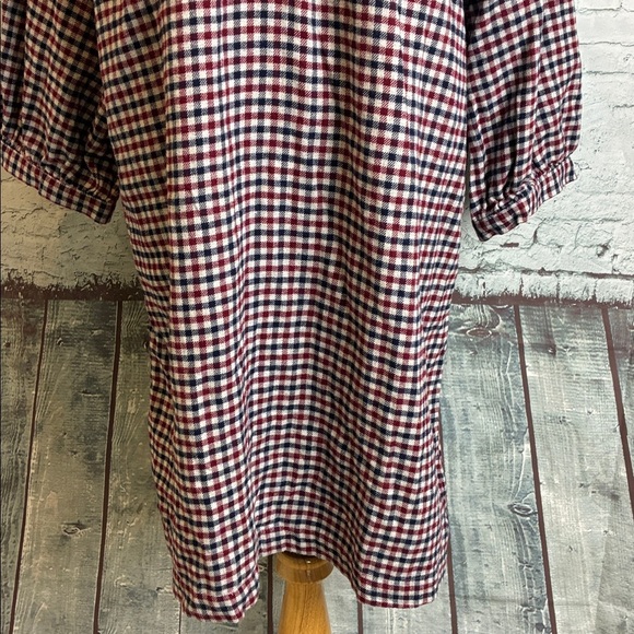 GAP NWT Flannel Utility Mini Shirt Dress Red & Navy L Holiday Winter Cozy Preppy - Picture 7 of 16